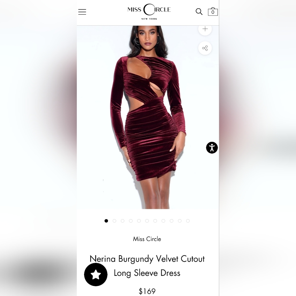 💋Nerina Burgundy Velvet Cutout Long Sleeve Dress 💋 - Picture 2 of 16